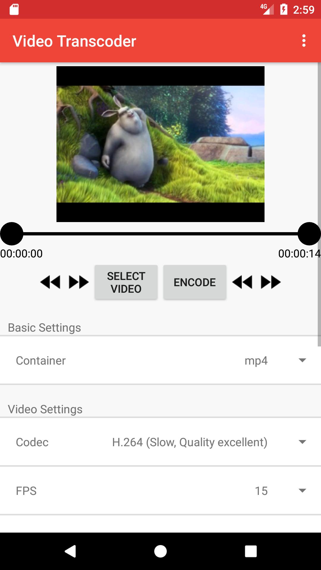Application Video Transcoder pour android