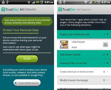 Application TrustGo Ad Detector pour bloquer les publicités sur android