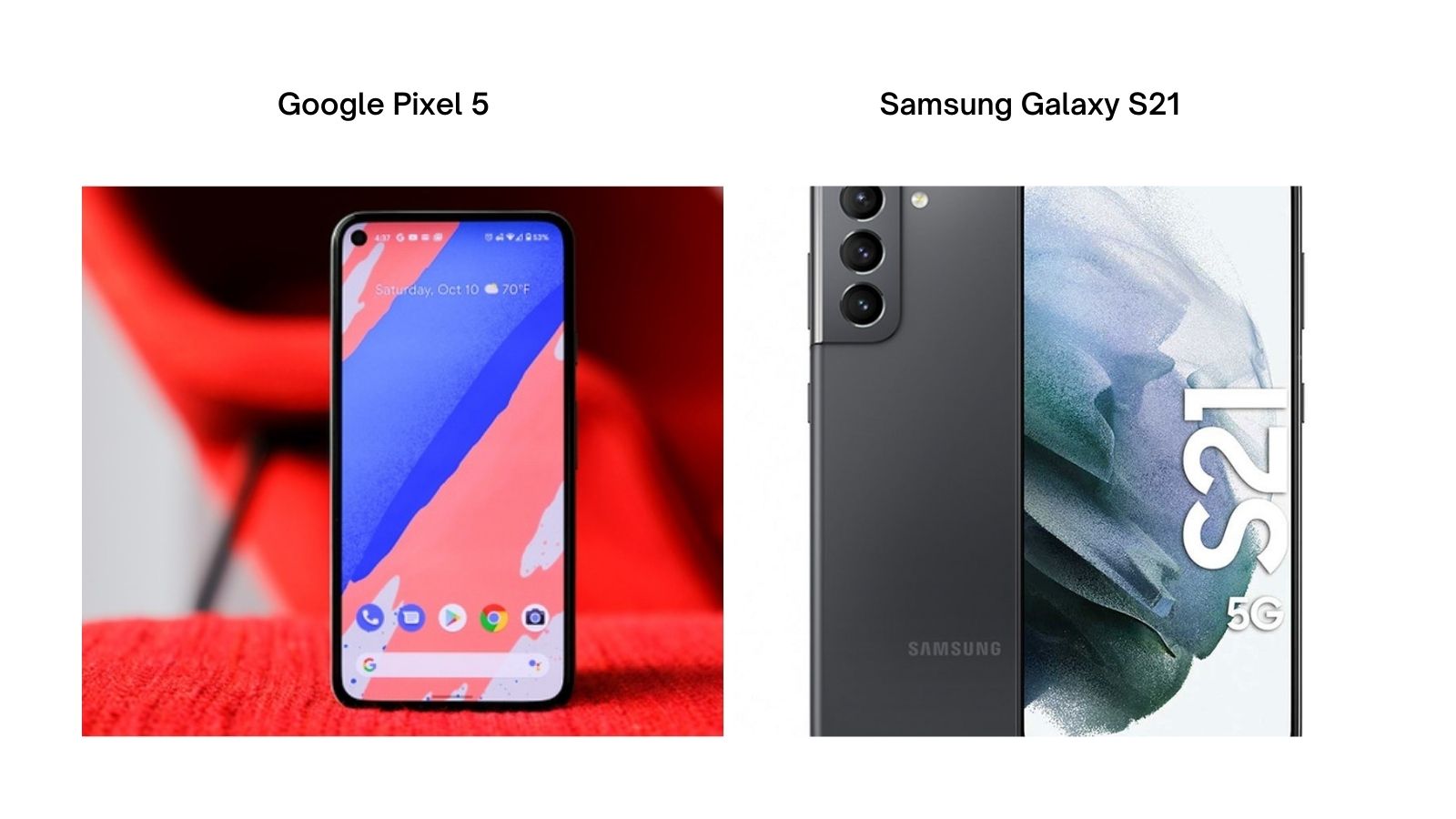 DESIGN : Samsung Galaxy S21 vs Google Pixel 5